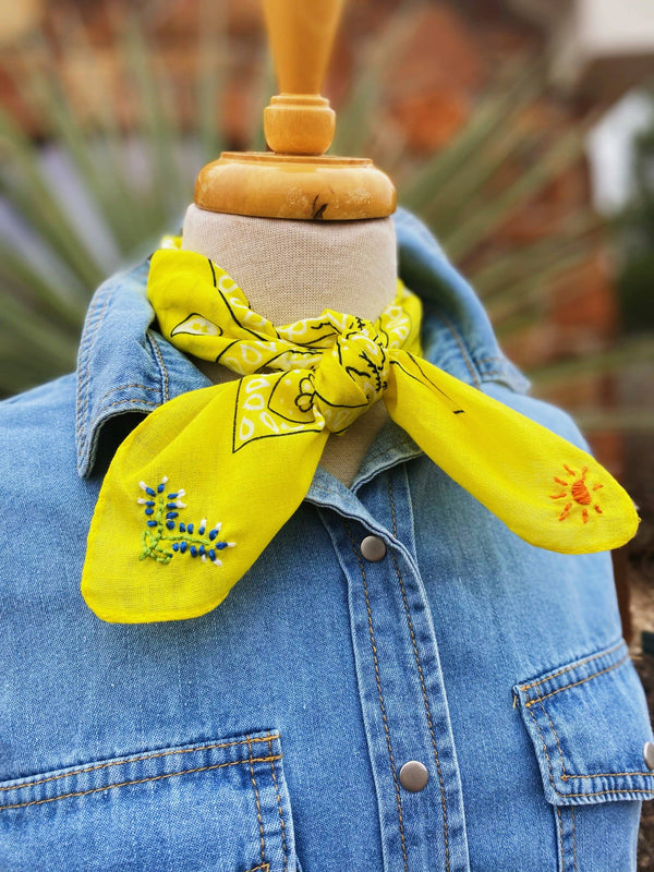 Embroidered Texas Bluebonnet Bandana