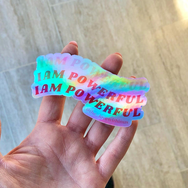 "I am powerful" holographic sticker - 1