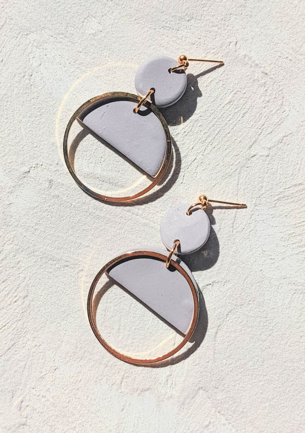 Coco Gray & Gold Clay Earrings - 1