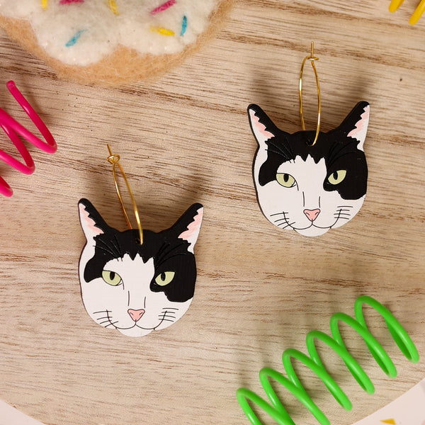 Black and White Cat Hoops - 1