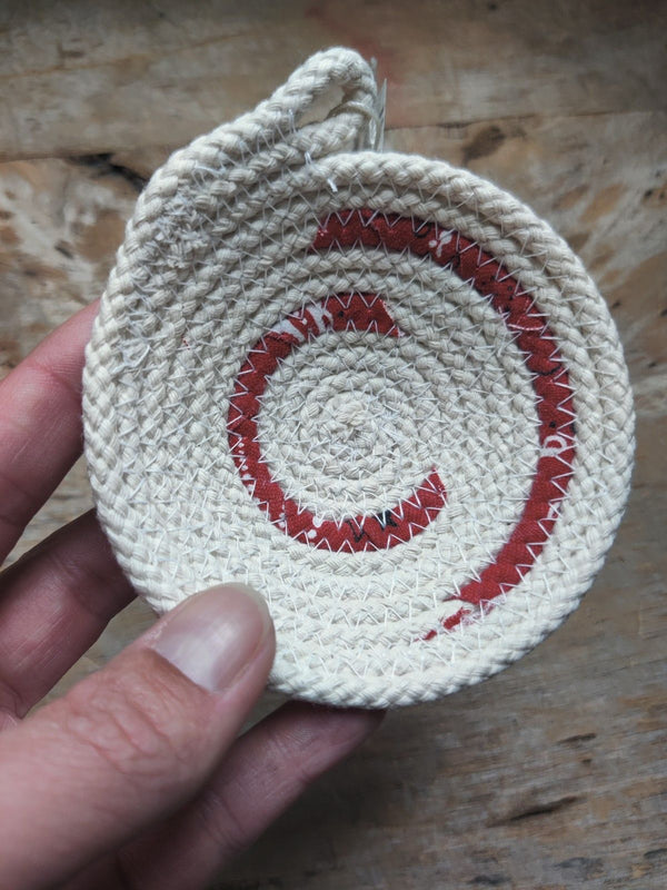 Small Cotton Rope Bowl - Bandana Red - 3