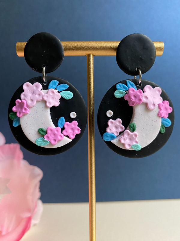 Moon Cherry Blossom Earrings - 2
