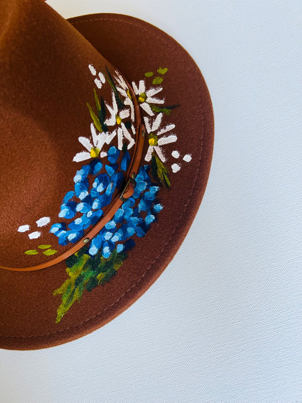 Brown hydrangea hand-painted hat - 3