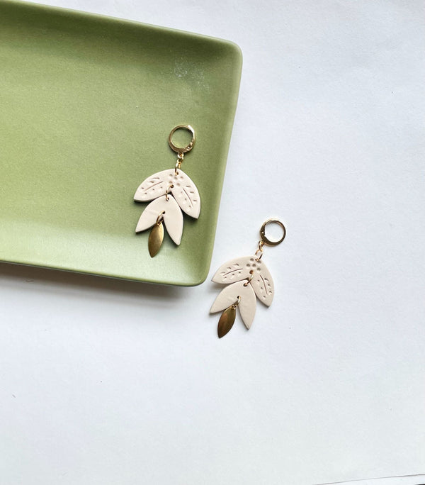 Boho Leaf Huggie Dangles - 1