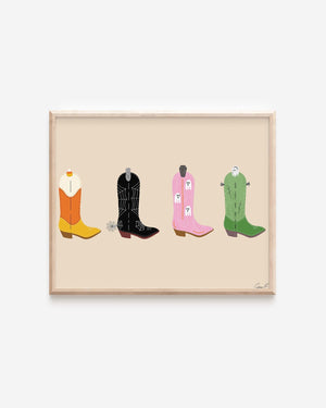 Halloween Cowgirl Boots Art Print Horizontal - 1