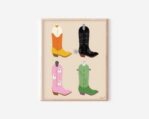 Halloween Cowgirl Boots Art Print Vertical - 1