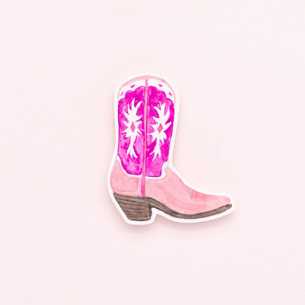 Cowboy Boot Sticker - Pink - 2