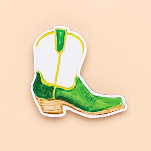 Cowboy Boot Sticker - Short Green  - 1