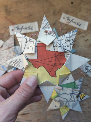 Upcycle Origami Map Ornament - Texas - 1