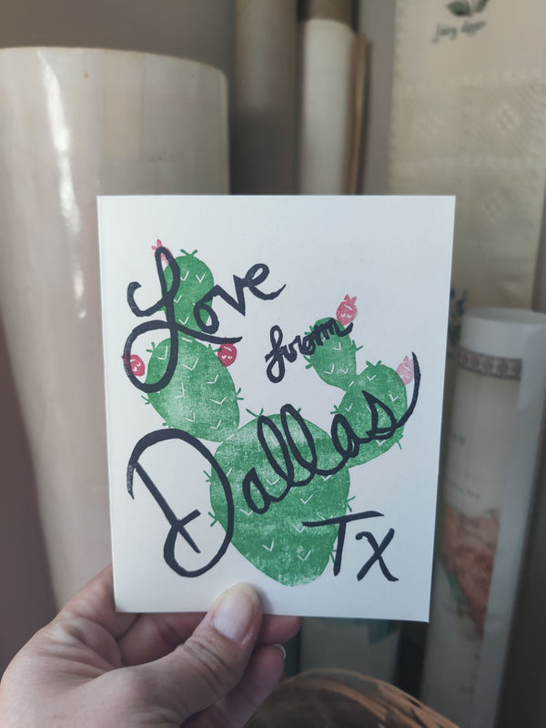 Love From Dallas, TX Prickly Pear Stamped Greeting Card - 4