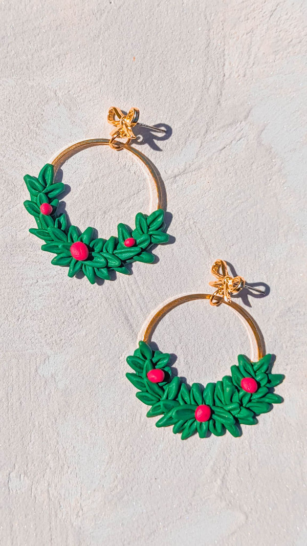 Christmas Wreath Earrings - 1