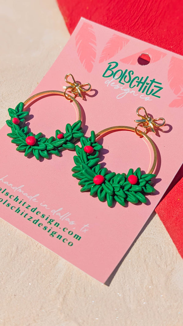 Christmas Wreath Earrings - 2