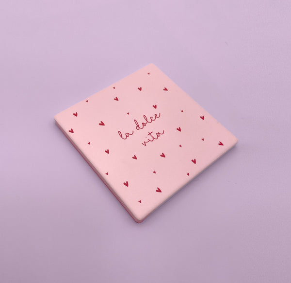La Dolce Vita Pink and Red Ceramic Coaster Set - 1