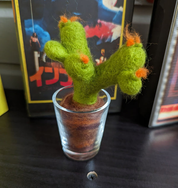 Needle-felted Cacti in a Shot Glass - 1