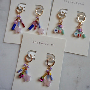 Confetti Beaded Charm Hoops - 1