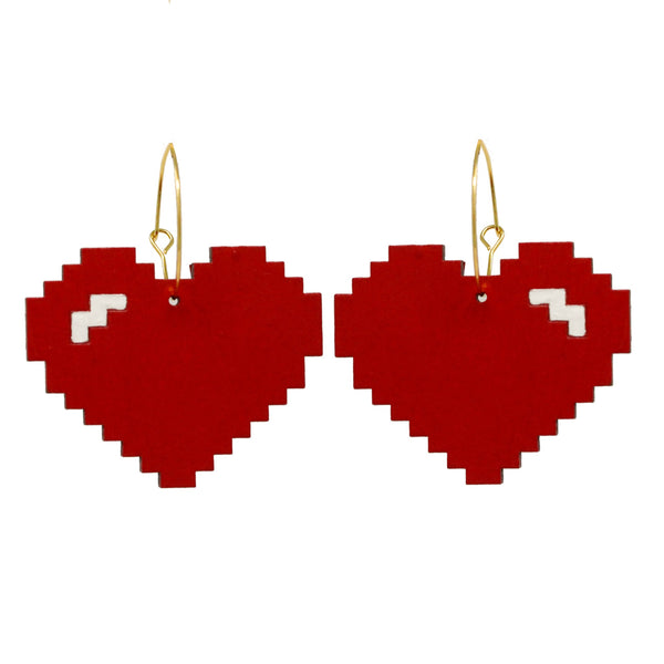 Pixelated Heart Hoops - 2