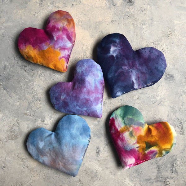 Hand Dyed and Sewn Lavender Heart Sachets - 1