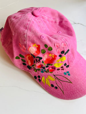 Hand-painted Tulip Pink Ball Cap - 1
