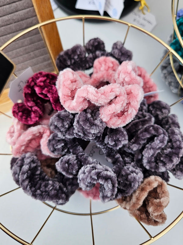 Velvet Crochet Hair Scrunchies - 4