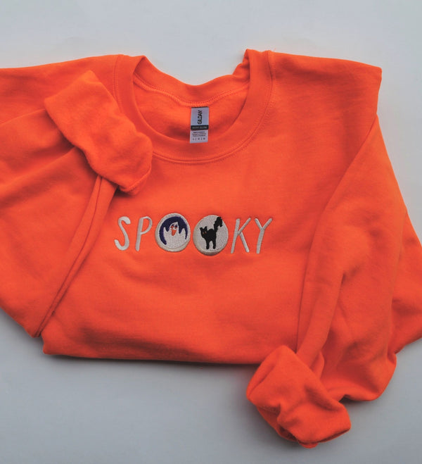 Halloween Spooky Cookies Embroidered Sweatshirt - Orange - 2