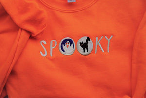 Halloween Spooky Cookies Embroidered Sweatshirt - Orange - 1