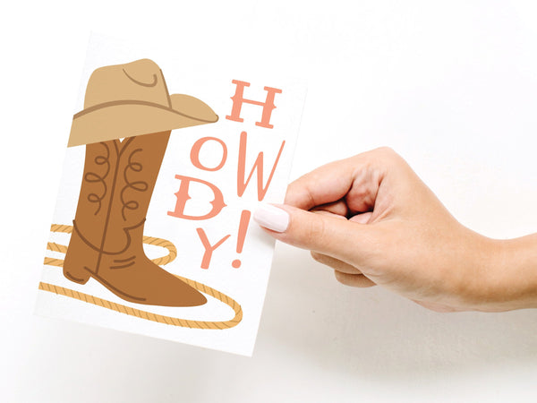 Howdy! Cowgirl Boot Greeting Card - RS