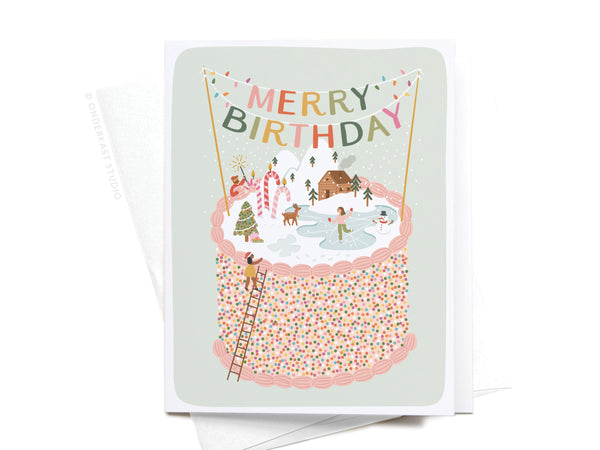 Merry Birthday Cake Greeting Card - HS