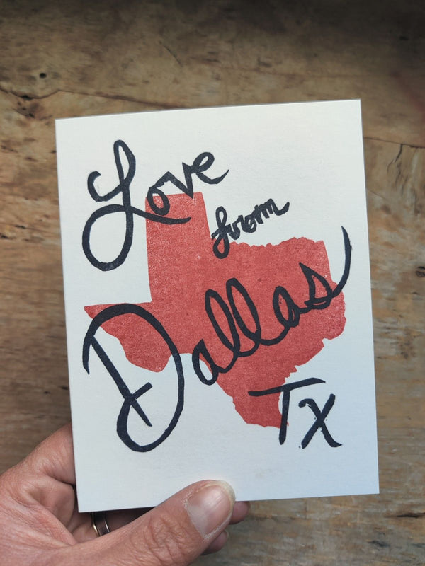 Love From Dallas, Tx Stamped Greeting Card - 2