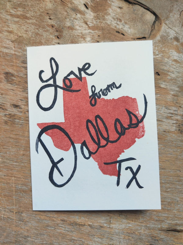 Love From Dallas, Tx Stamped Greeting Card - 1