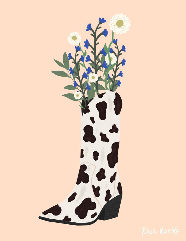 Cowgirl Boot Flower Vase Print - 2