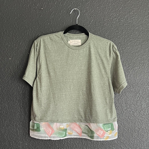Crop Tee with Painted Ruffle