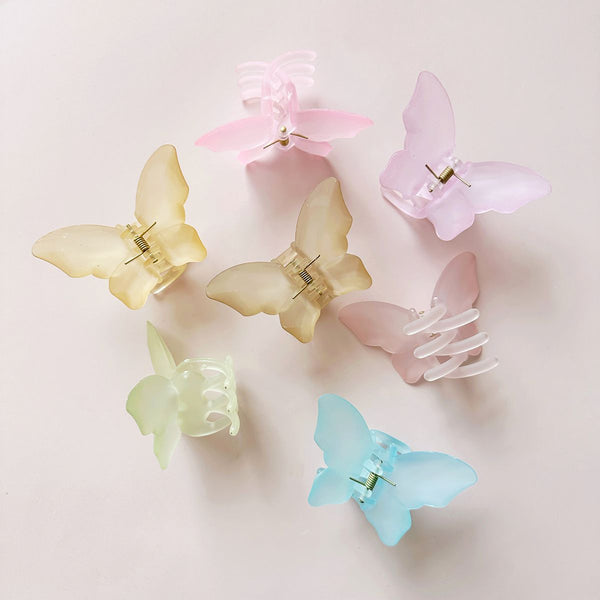 Large Frosted Butterfly Hair Claw Clips - 2