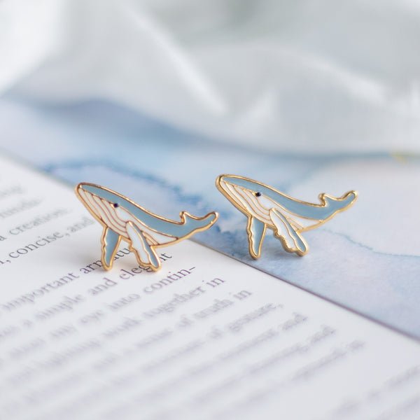 Humpback Whales Enamel Earrings - 2