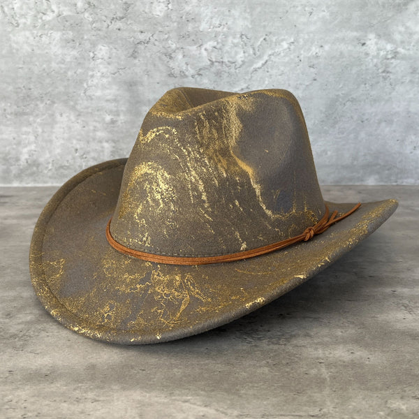 Gold Marbled Felt Cowboy Hat - 5