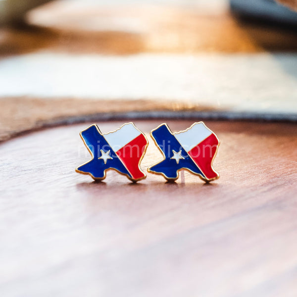 Great State Flag of Texas Enamel Earrings - 1