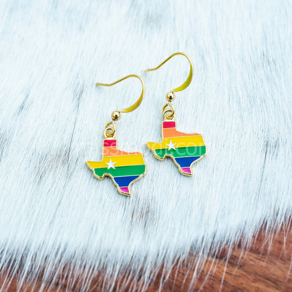 Texas Rainbow Enamel Earrings - 5