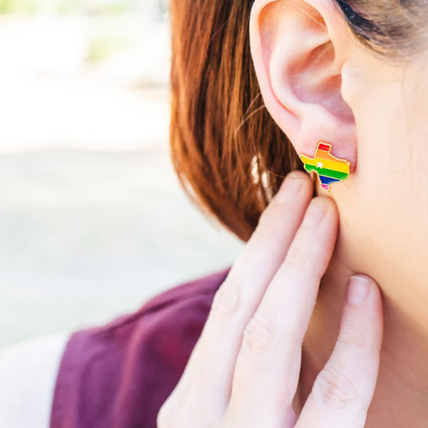 Texas Rainbow Enamel Earrings - 2