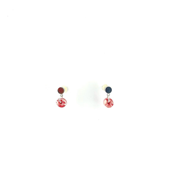 White Gold Tiered Donut Stud Earrings - 1