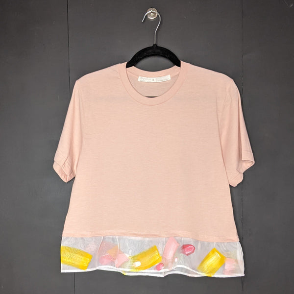 Crop Tee with Painted Ruffle - 2