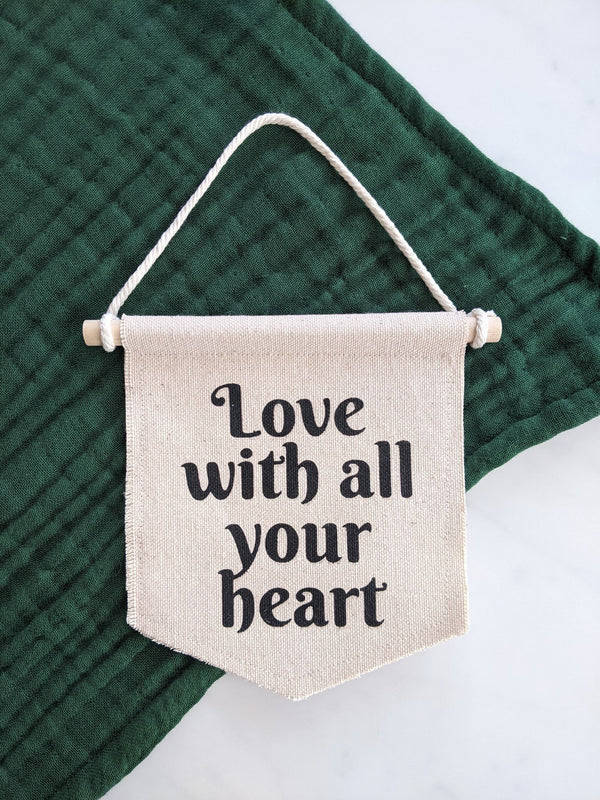 Canvas Banner Wall Hanging | Love With All Your Heart  - 2