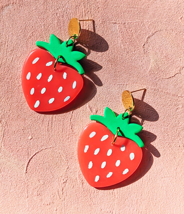 Strawberry Clay Earrings - 1