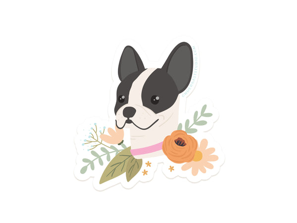 French Bulldog Floral Sticker