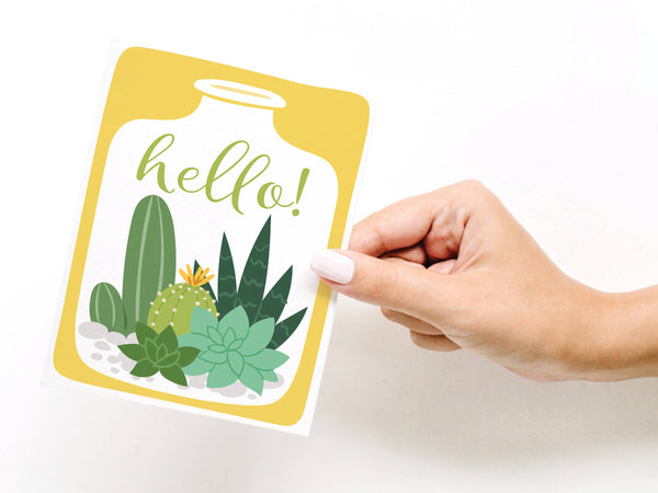 Hello Succulent Terrarium Greeting Card - DS