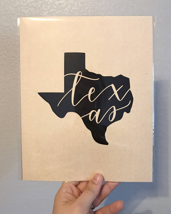 Texas Art Print - Kraft Card Stock