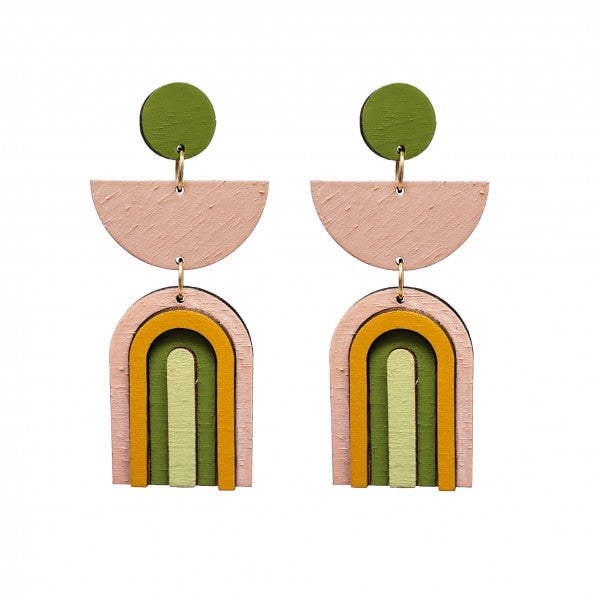 Green Rainbow Arch Earrings