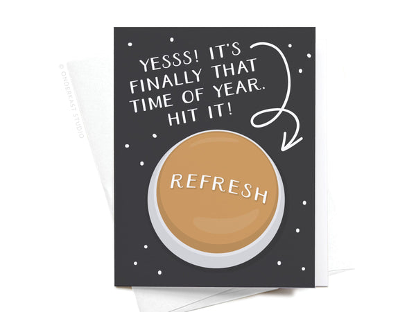 New Year's Refresh Button Greeting Card