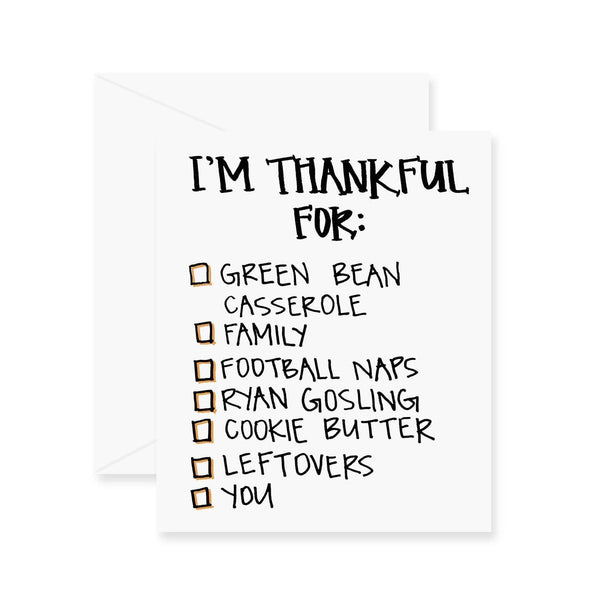 Thankful For Checklist Greeting Card